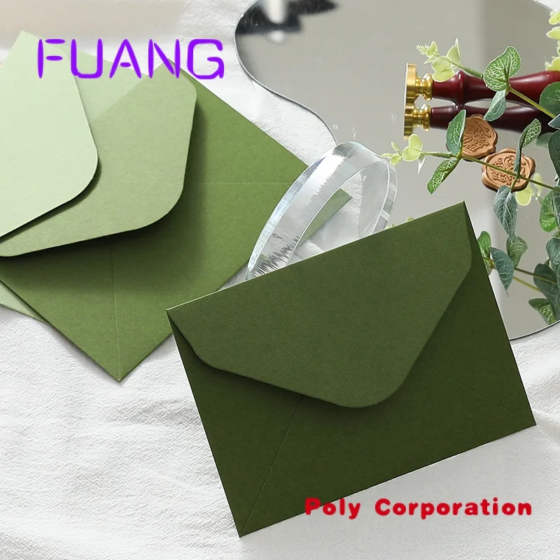 Custom  New Hot Sale Envelope Wedding Custom Paper Envelope Green Wedding Invitation Envelope 5x7 Packaging