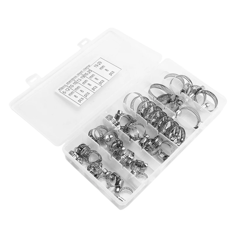 40PCS Hose Clamp Set 1/4 