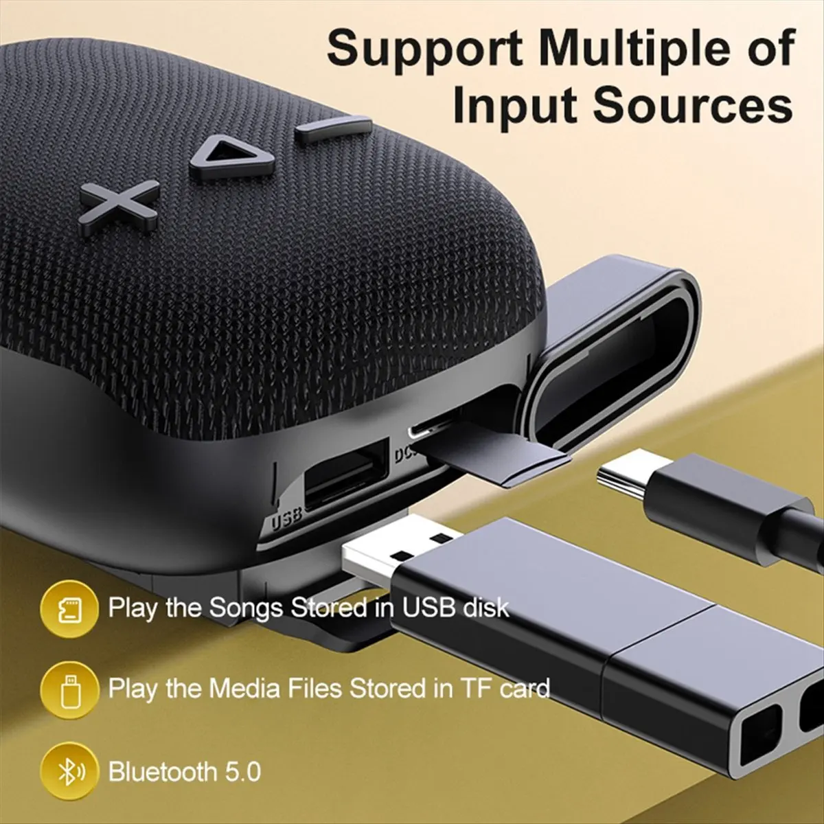 【AD10~】 Велосипедная колонка, беспроводной Bluetooth-динамик для руля велосипеда, уличный сабвуфер для велопоездок - черный