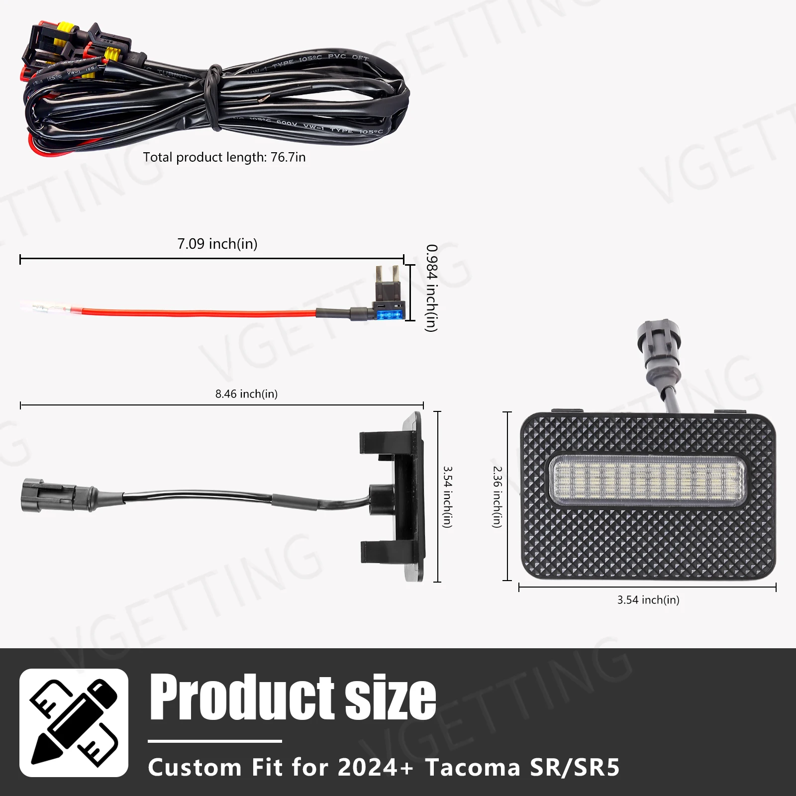 ل 2024 2025 تويوتا تاكوما SR SR5 سيارة الجبهة مصبغة أضواء الجبهة مصبغة LED مصباح تحذير النهار تشغيل ضوء الأبيض العنبر 12 فولت #4