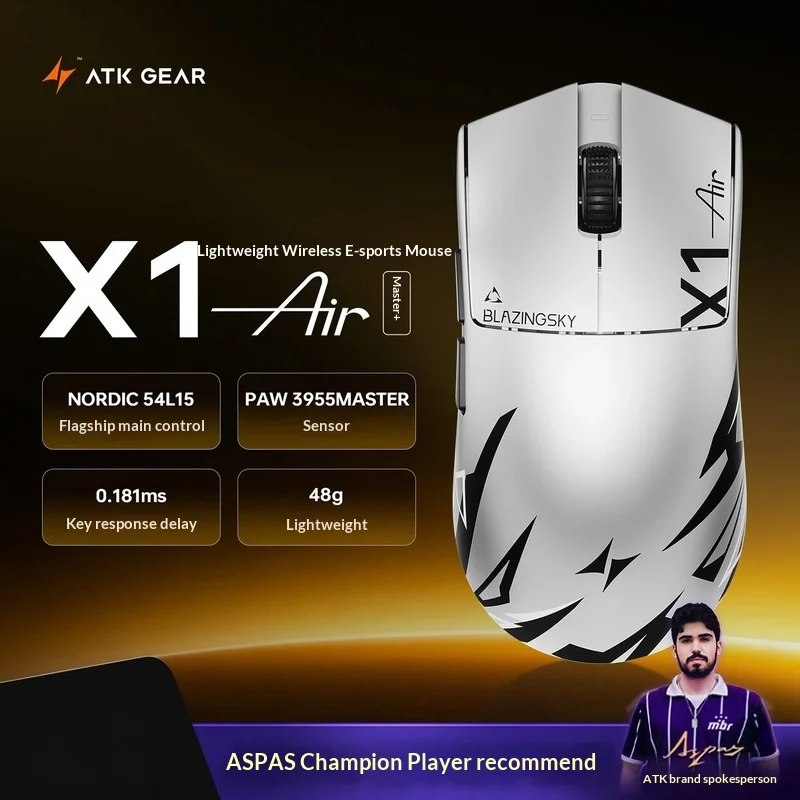 New 48g Atk X1 Air Master Wireless Gaming Mouse Ultra Lightweight Ergonomic For Medium And Large Hands Esports Gaming Valorant