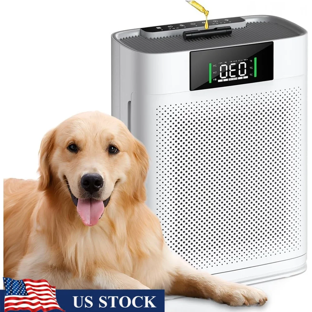 

Очиститель воздуха HEPA для больших помещений, 1500 кв. футов, датчик PM2,5, тихий с блокировкой от детей, фильтр с автоматическим режимом