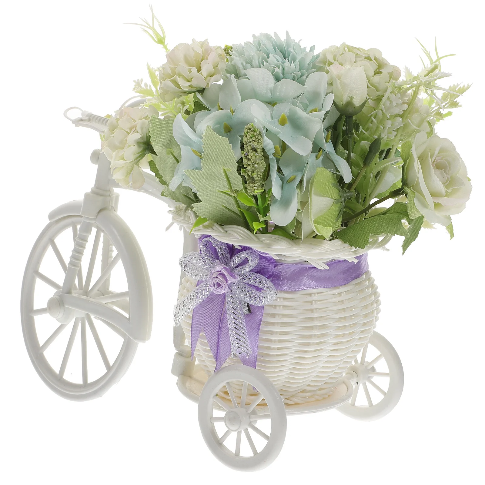 

Simulation Flower Bonsai Bicycle Basket Knitted Hydrangea Realistic Decorative Artificial Flower Decor