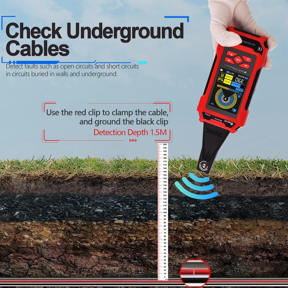 TOOLTOP 400V Underground Cable Locator AC/DC Multimeter Network Cable Tester Rechargeable In-wall Wiring Fault Position