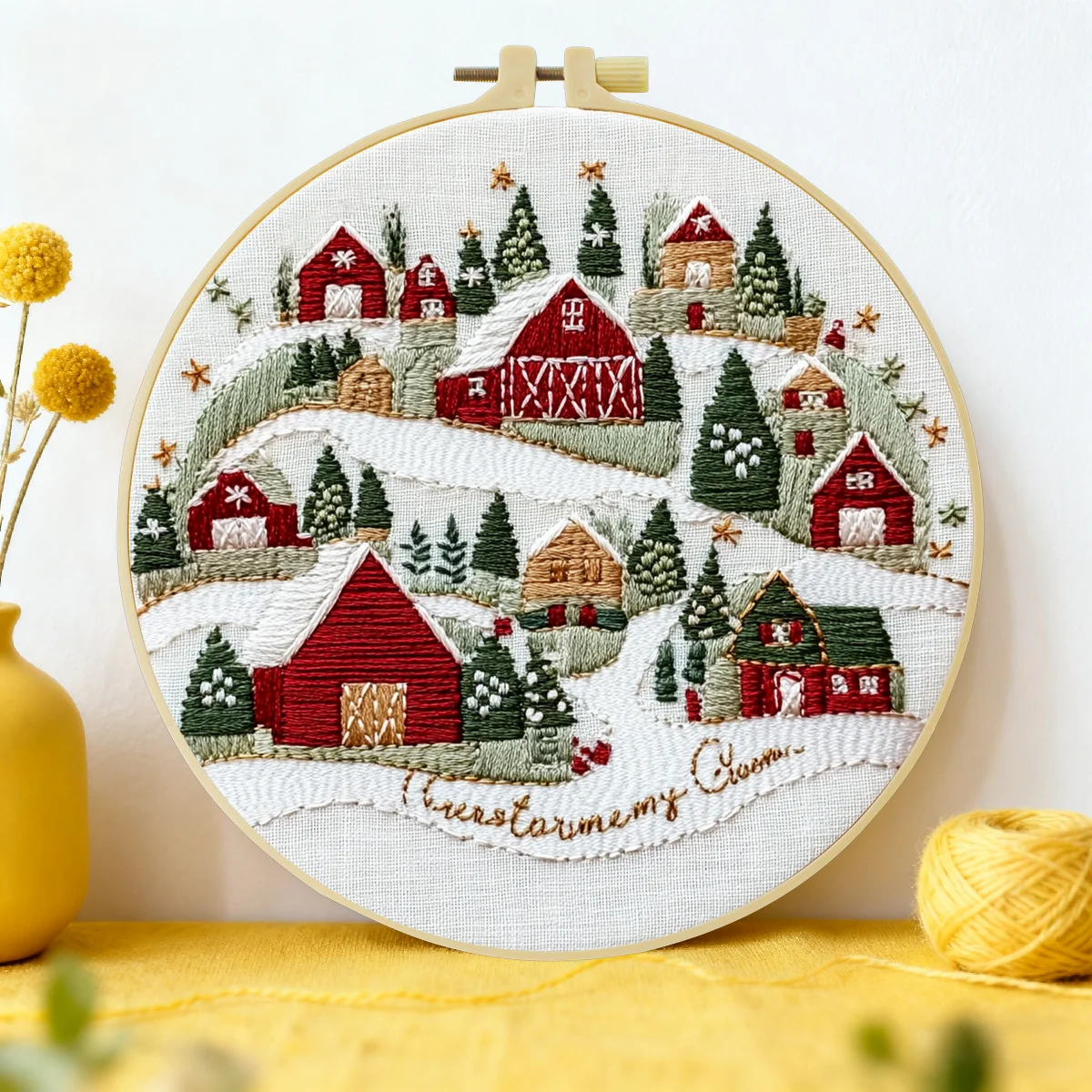

1 шт. 20x20 см/15x15 см (7,87/6,3 дюйма) Новогодний набор для вышивания для начинающих, набор для рукоделия, набор для вышивания своими руками, рукоделие, шитье, искусство