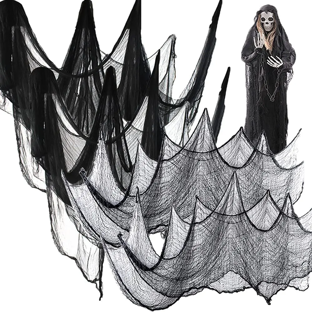 Horror Halloween Party Decoration Haunted Houses Doorway Outdoors Decorations Black Creepy Cloth Scary Gauze Gothic Props - view 2