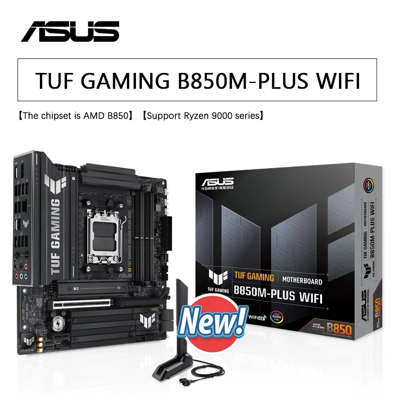 

ASUS TUF GAMING B850M PLUS WIFI Новая материнская плата AMD B850 Micro ATX AMD поддерживает AMD Ryzen 9000, 8000, 7000 Series Socket AM5