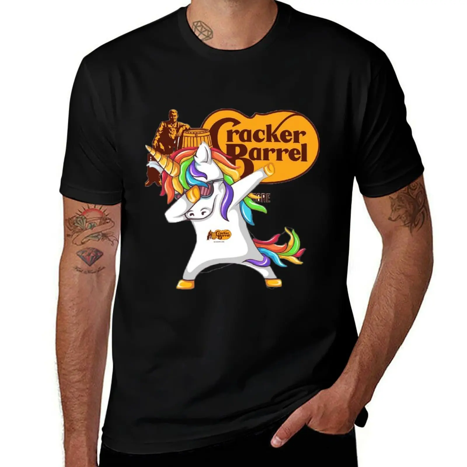 Dabbing Cracker Barrel Unicorn T-Shirt Plus Size Quick Dry Sports Tee T-Shirt