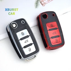 TPU Leather Remote Key Case Cover For VW Golf Polo Bora Beetle Tiguan for SEAT Leon Toledo Altea Ibiza for SKODA Fabia Superb