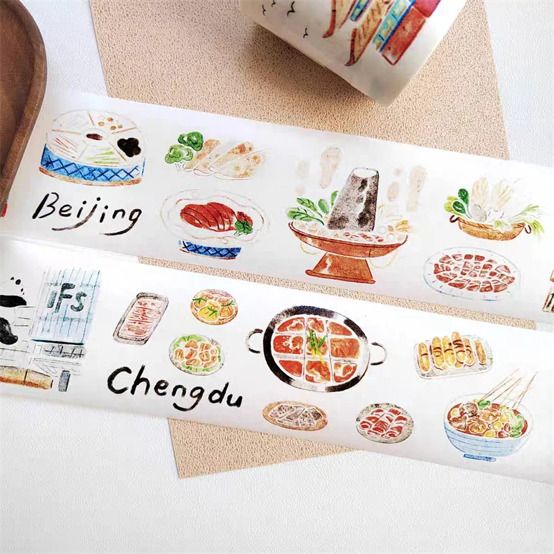 Normi Studio Square Cuisine Matte PET Washi Tapes Craft Supplies DIY Scrapbooking Card Making Decorative Plan Sticker