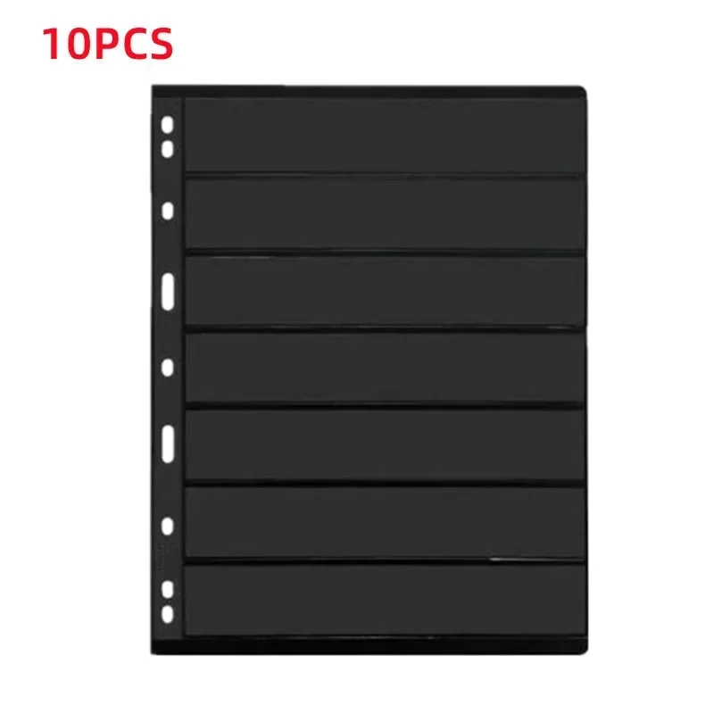 PAMINGONO Feuilles pour Album de Timbres en Plastique Noir Lot de 10 Pages de Rangement Solide et Pratique pour Collection de Timbres, pour Cartes