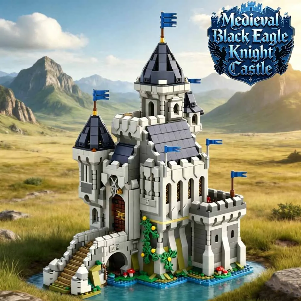 

3275 деталей MOC: Замок Черного Сокола, средневековый замок, альтернативная модель для сборки, креативный конструктор для взрослых