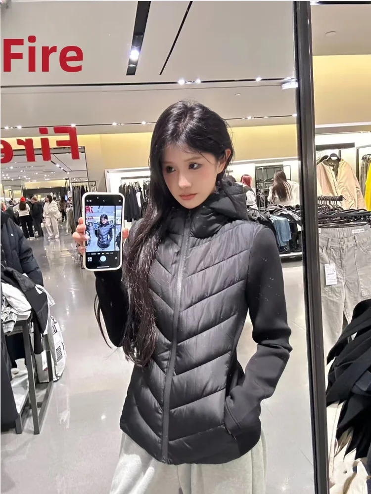 

Облегающее хлопковое тюлевое пальто с капюшоном, легкий воротник-стойка, дизайн, осеннее новое поступление, женская одежда