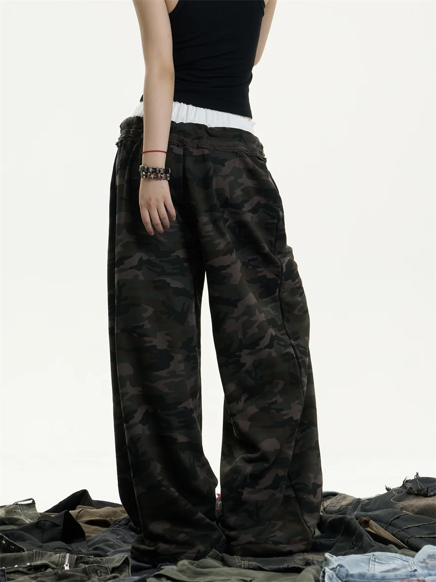 Pantaloni da lavoro da donna larghi a gamba larga mimetica Street Sle Pantaloni casual Pantaloni lunghi versatili Harajuku Loose Fit Cotton Poly...