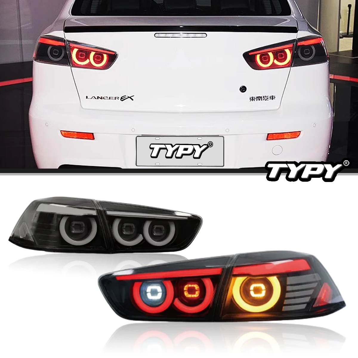 TYPY Car Tail Lights For Mitsubishi Lancer EVO X 2008-2018 LED Car Tail Lamps Daytime Running Lights Dynamic Turn Signals