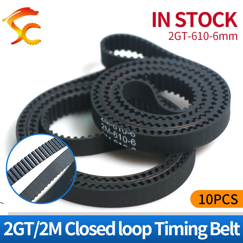 

Free shipping 10pc/lot GT2 610 length 610mm width 6mm teeth 305 for 3d printer 610-2GT-6 closed-Loop rubber belt 2GT-610-6