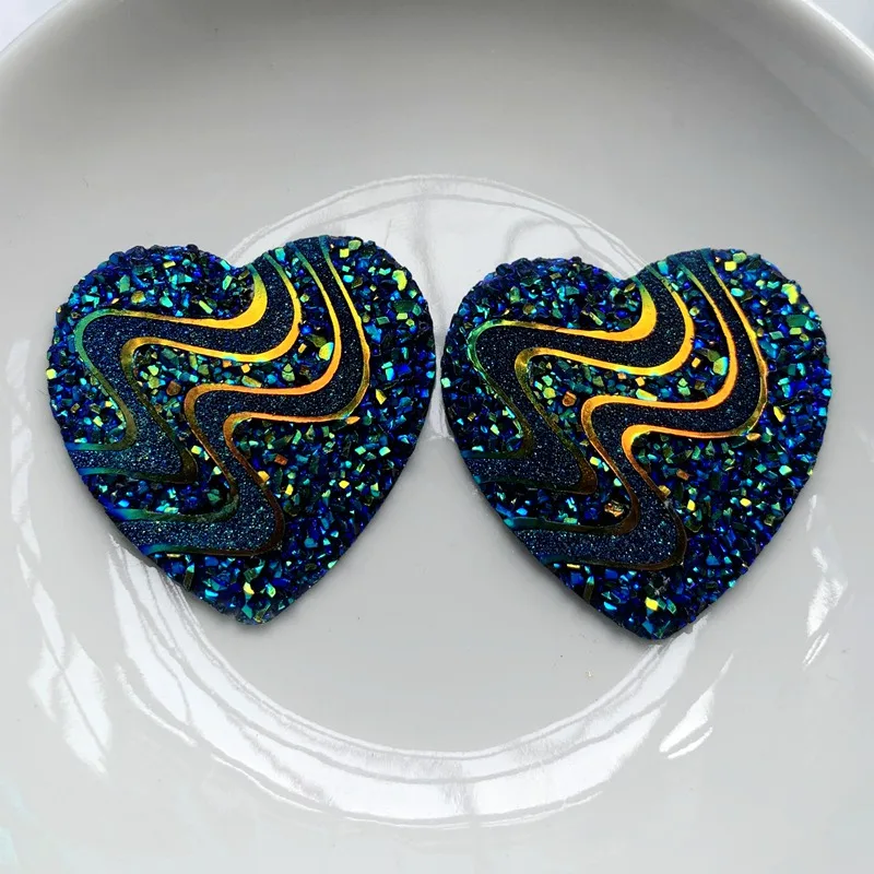 Beads Work Heart Shape Native Resin Cabochon 10pcs/lot 33mm Earrings craft Beadwork Braclet Jewelry Design 2holes -R17