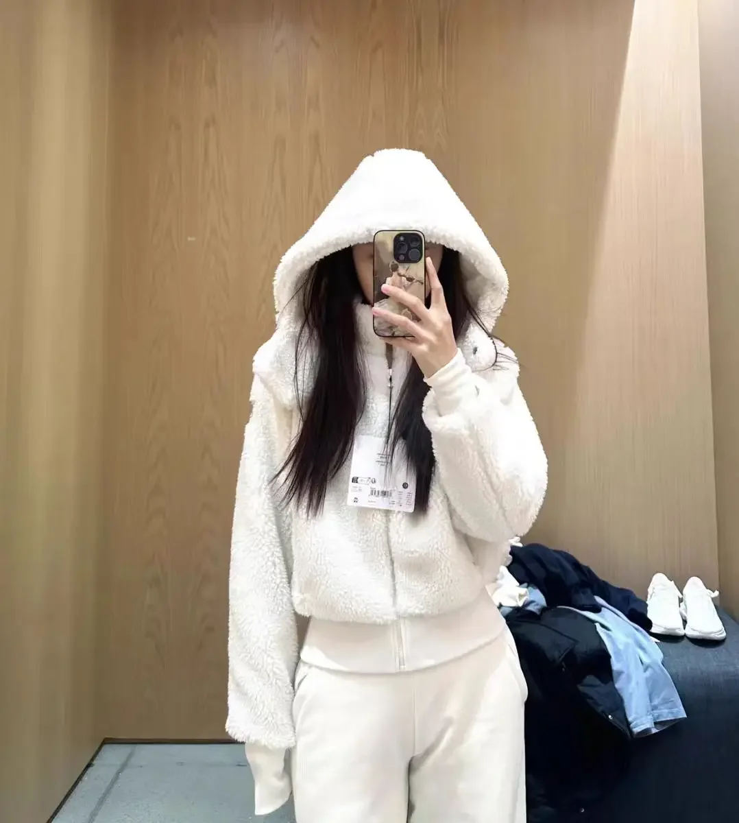 

Goddess Women's Plush Comfortable Warm Simple Commuter Slim Coat Outdoor Sports Yoga Hooded Casual Jacket