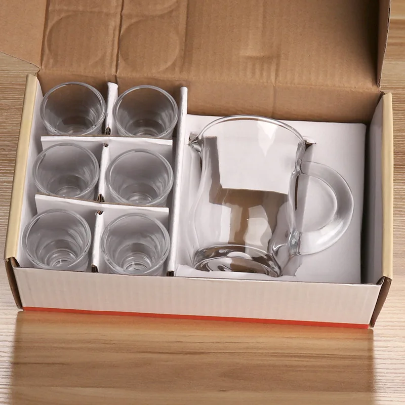 7pcs Wine Glass Set 120ml Handle Wine Dispenser 10ml/12ml/15ml Shot Glass Transparent Drinkware with Gift Box for Friends Cups