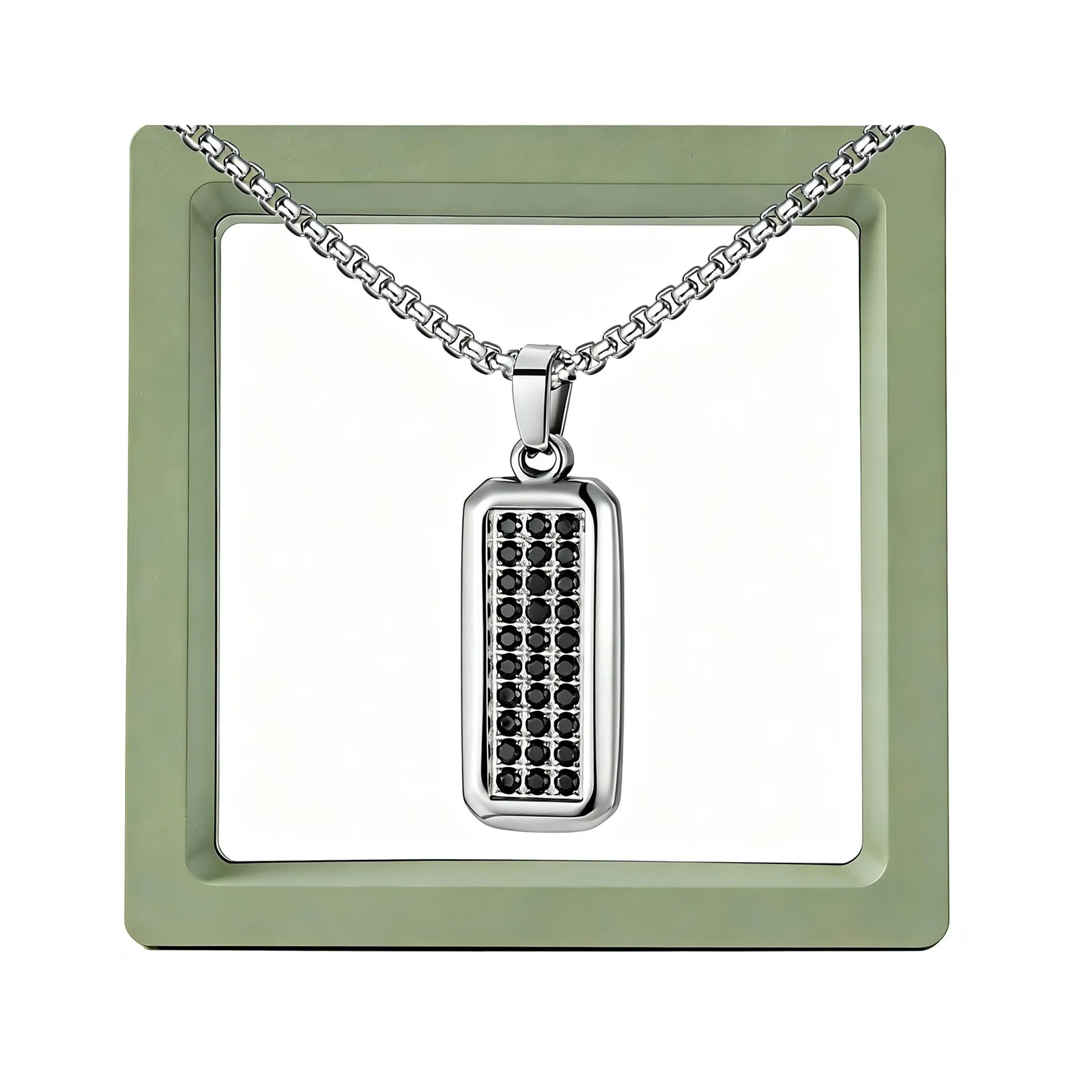 Personalization Dog Tag Necklace for Men Gift, Inlaid With Zircon Stainless Steel Free Engraving Pendant Necklace to Dad Husband view 5