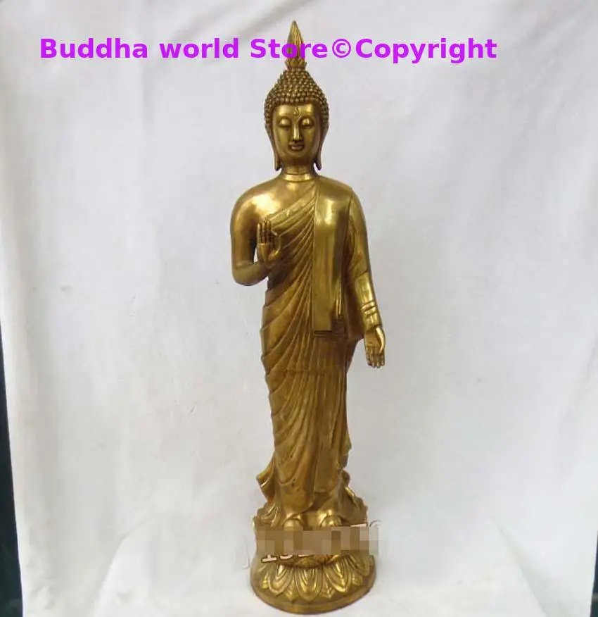 Standing Buddha Southeast Asia Thailand Vietnam temple Shakyamuni COPPER statue safety healthy Effective protection 70CM huge