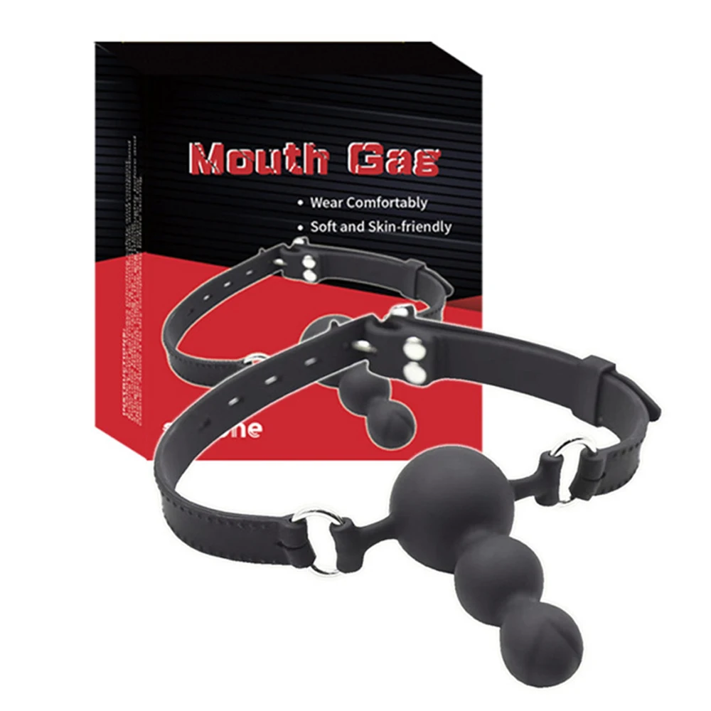 BDSM Triple Ball Mouth Gag,Medical Silicone Slave Gags Deepthroat Bondage Restraints Sex Toys for Women Couples Adult Games