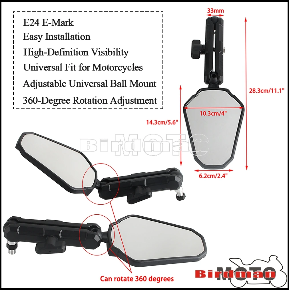 Motors Rear View Mirrors Folable Rearview Handlebar Side Mirror Angle Adjustable Compatible With Scooter ATV Quad ADV Motocross