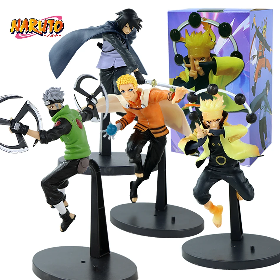 Figura de Anime Naruto de 19 cm, Figura de Acción de Uzumaki Naruto, Kakashi Uchiha, Sasuke, Juguetes de Dibujos Animados, Modelo de PVC, Regalo