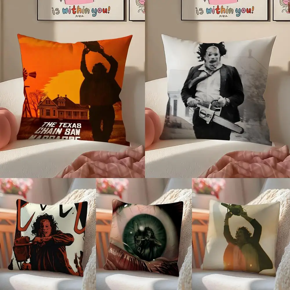 T-The Texas Chainsaw Massacre Cushion Cover Pillowcase Short Plush Invisible zipper Room Sofa Cushion Cover