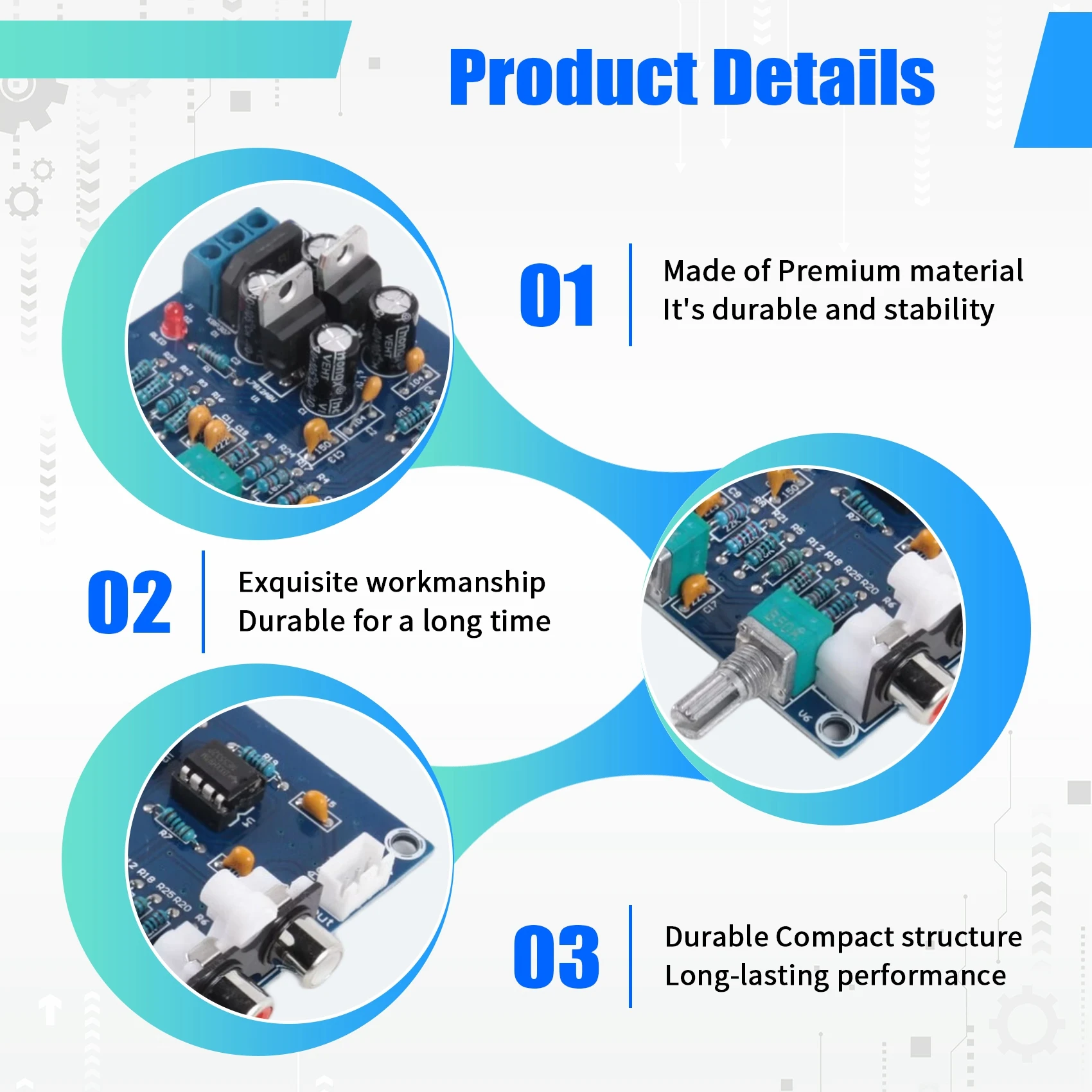 [N82R] Amplifier NE5532 Preamp Preamplifier Volume Tone Control Finished Board Treble Midrange EQ DIY Dual AC 12V - 18V