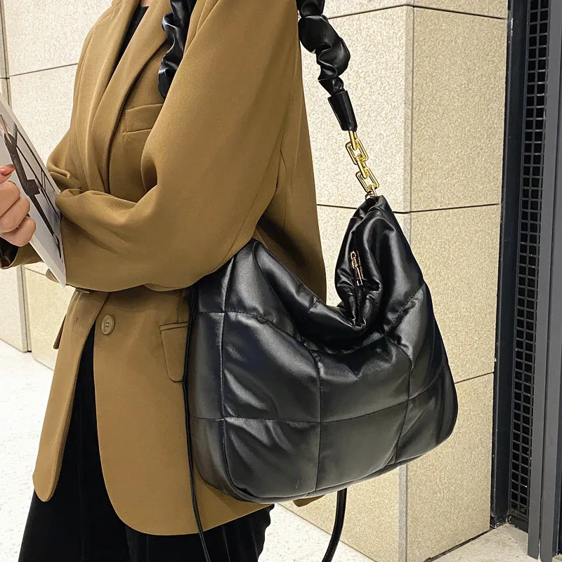 

Winter New Women Bucket Shoulder Bag Designer ladies Handbag PU Leather Crossbody bags Luxury Brand Quilted big Totes bolsas