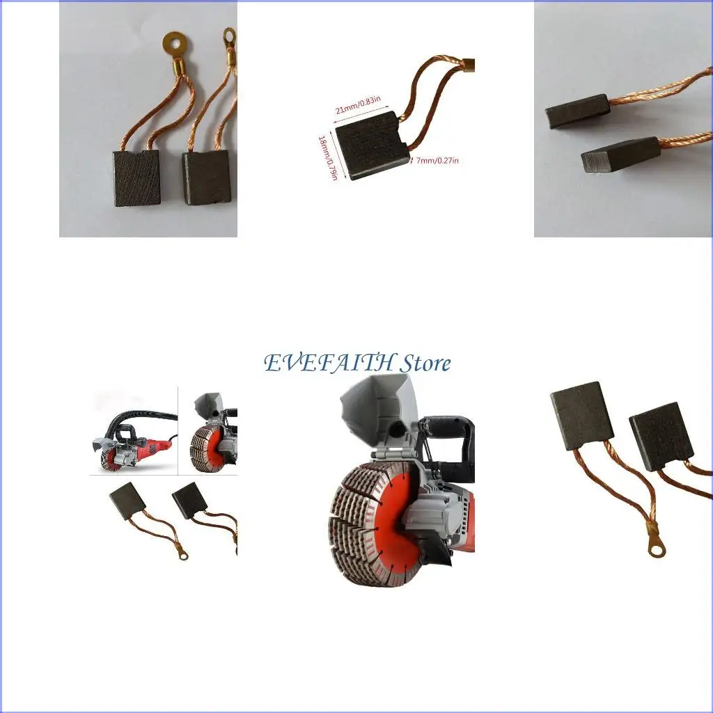 

124B Carbon Brushes for Angle Grinder Orbital Sander Electric Hammer Drill Power Tool Accessories 21x18x7mm 2pcs