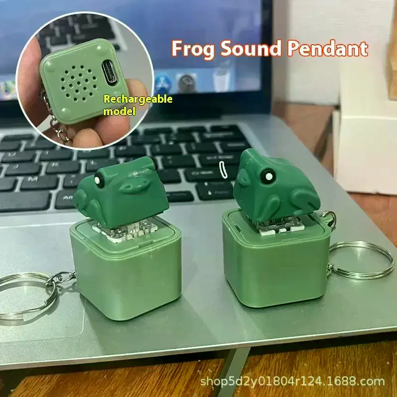 Porte-clés drôle en forme de canard grenouille, clavier Rechargeable, Fidget Clicker, son, avec lumière LED, pour soulager le Stress