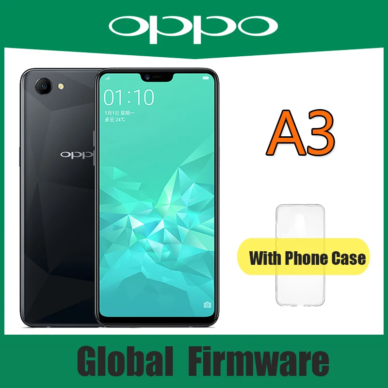 

Cellphone OPPO A3 4GB+128GB Smartphone 6.2 inches MediaTek Helio P60 3400mAh Android 8.1 (No Box)