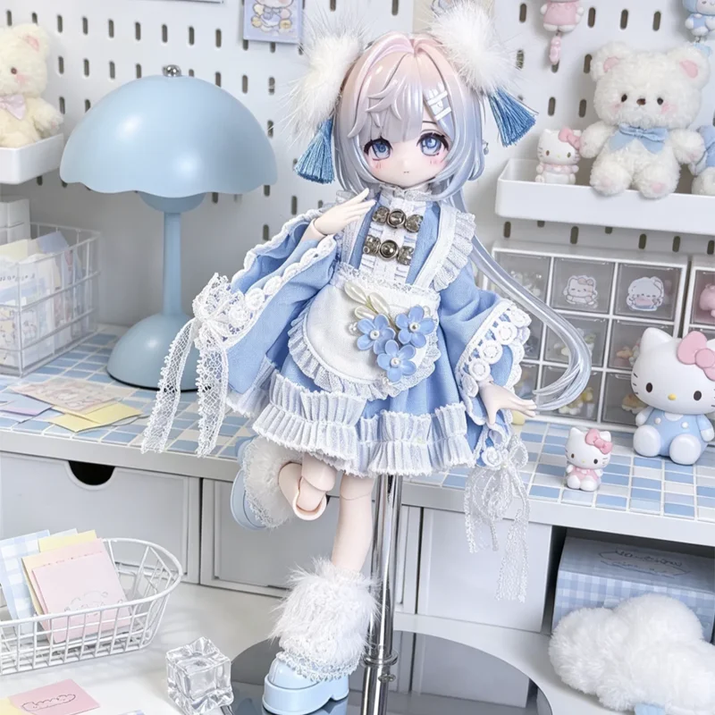 Mitian Bjd Doll Clothes New Chinese Style Lace Outfit Set Fit For 11 To 17 Cm Bonnie Bunny Eighth Twelfth Scale Articulated Doll