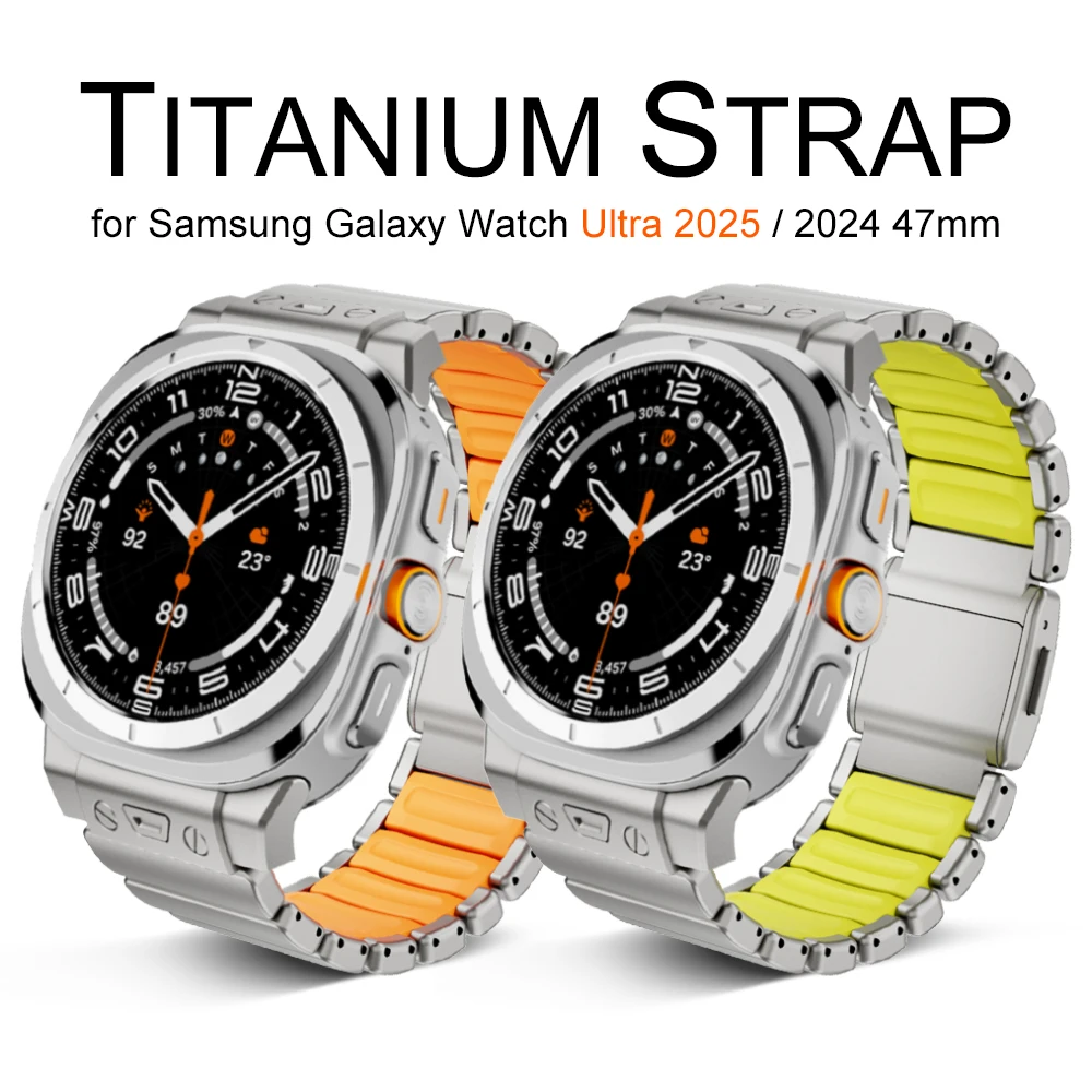 حزام تيتانيوم لساعة سامسونج جالاكسي Ultra2 2025 سوار مغناطيسي فاخر لساعة سامسونج جالاكسي الترا 47 مللي متر 2024 حزام ساعة مان #1