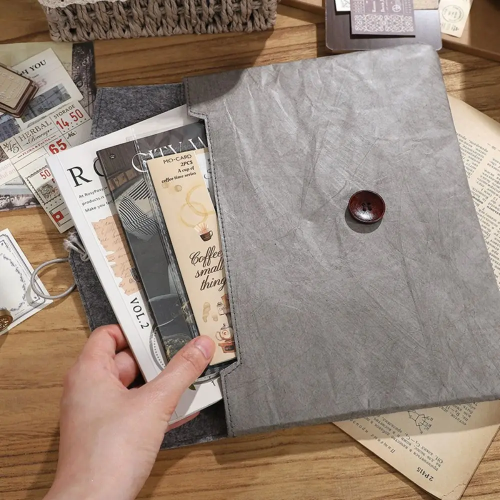 DuPont-Bolsa de mano para archivos de papel, maletín de negocios impermeable de gran capacidad, bolsa de almacenamiento de archivos de Color sólido Vintage, monedas y cosméticos