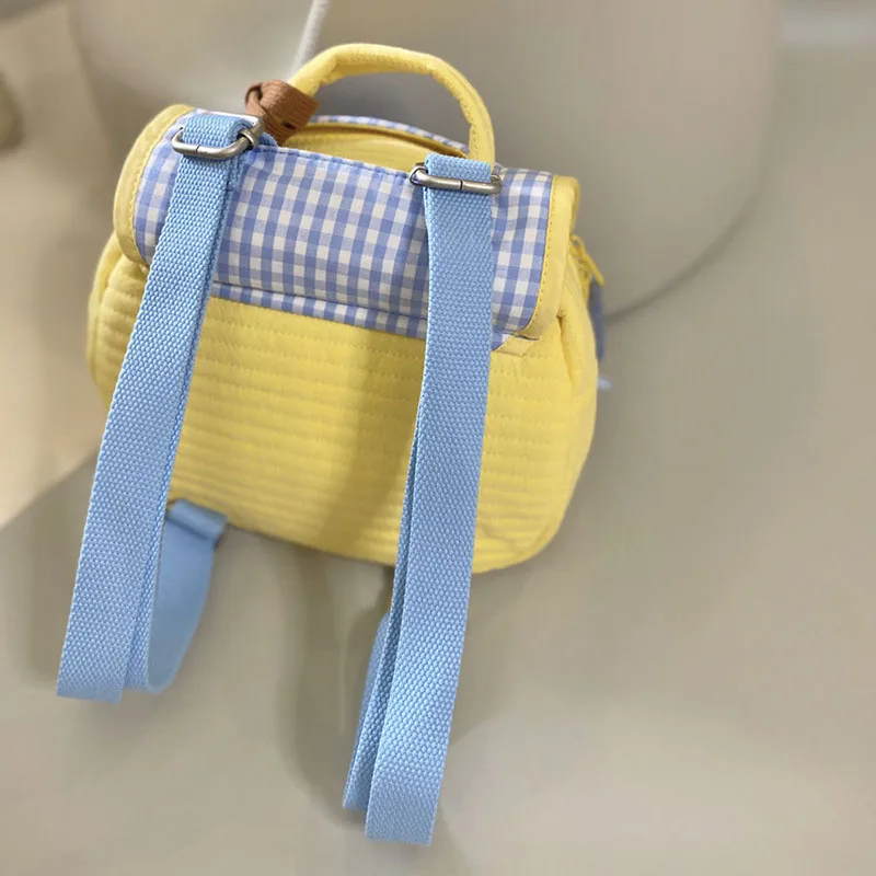 MILANCEL Parent-child Bag Mom Messenger Bag Backpack Kids Backpack Cute Bear Pendant Plaid Bag