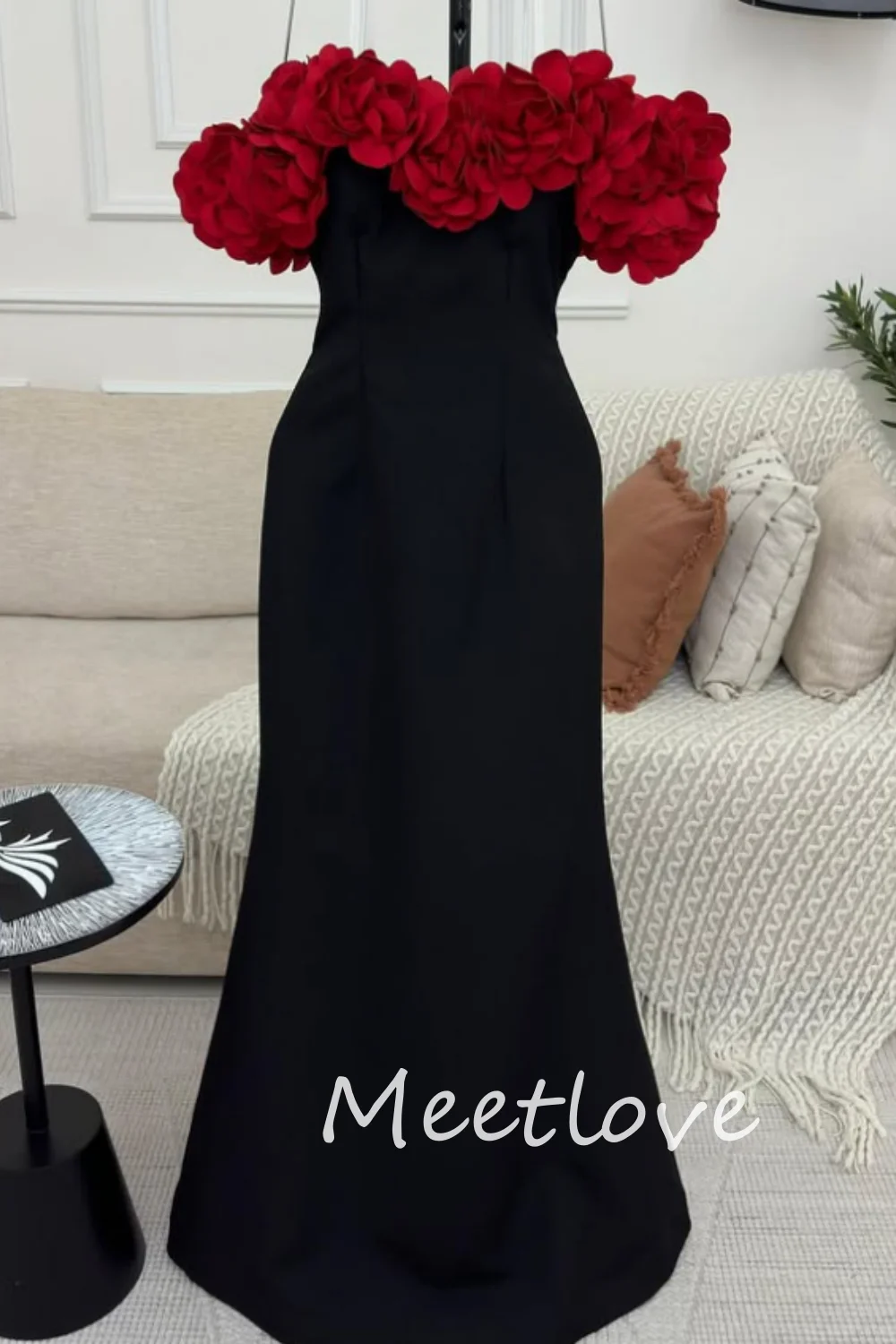 Meetlove 2024 Customized Women Mermaid Strapless Sleeveless Prom Dress Flower Party Dress Formal Evening Gown Cocktail Dress