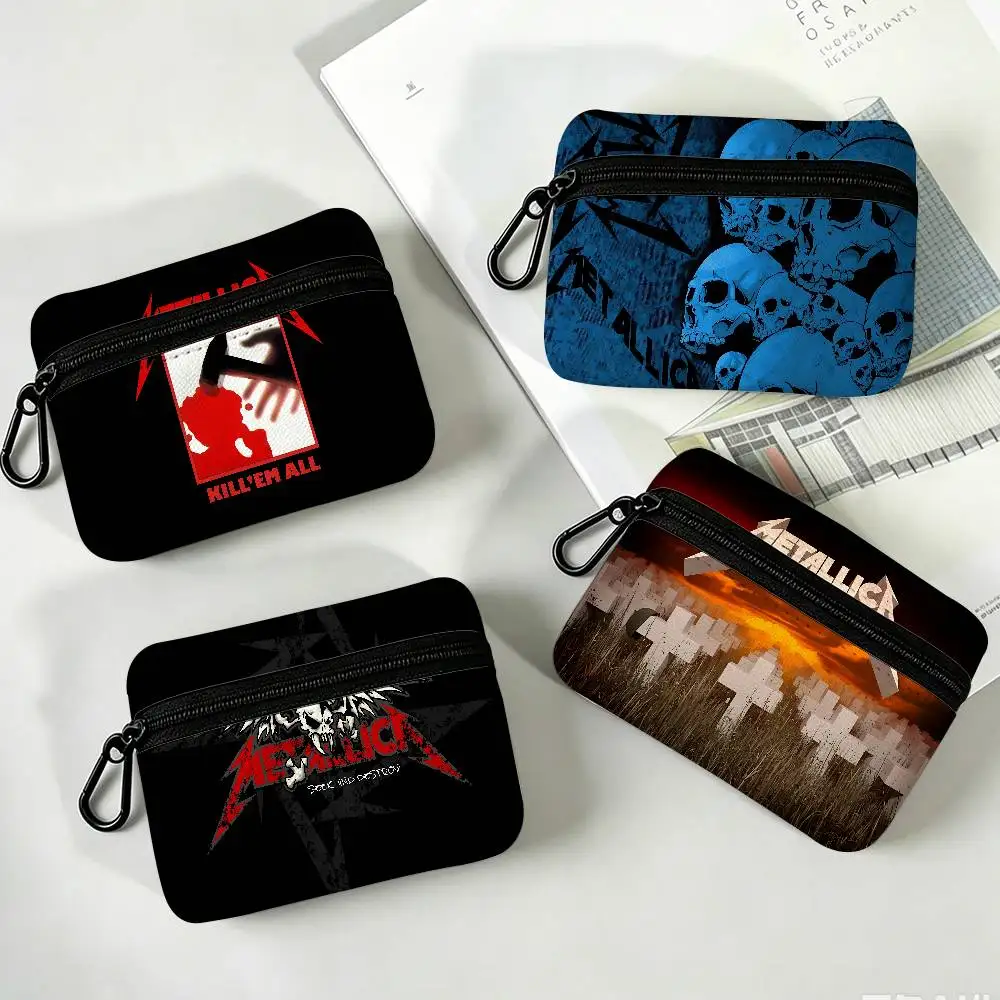 Heavy Band M-Metallica Compact Oxford Cloth Zipper Pouch Detachable Carabiner Mini Coin & Key Wallet