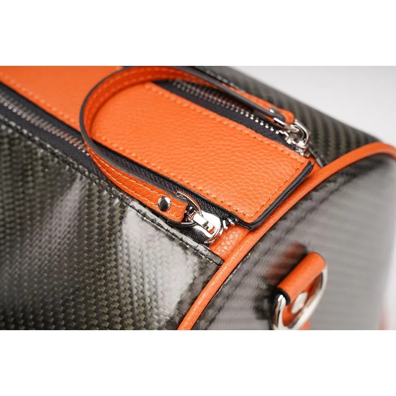 Luxury Leather Retro Style Orange Soft Durable Zipper Briefcase High Quality Large Capacity Luggage Fitness Bag Smart Luggage
