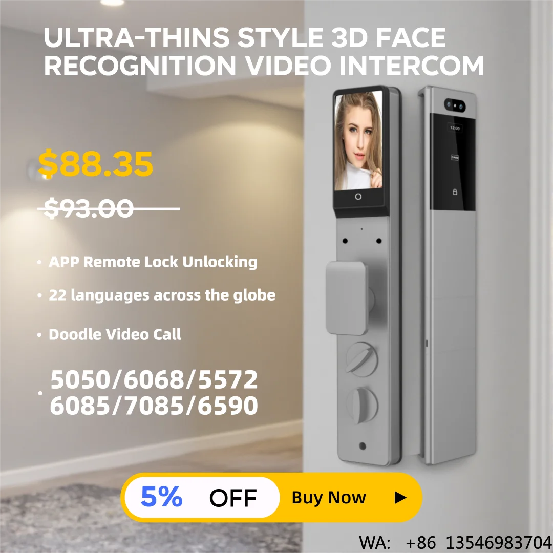 Smart Face Recognition Door Lock Waterproof Visual Voice Call PIR Infrared Sensor Monitoring High Security Smart Door Lock