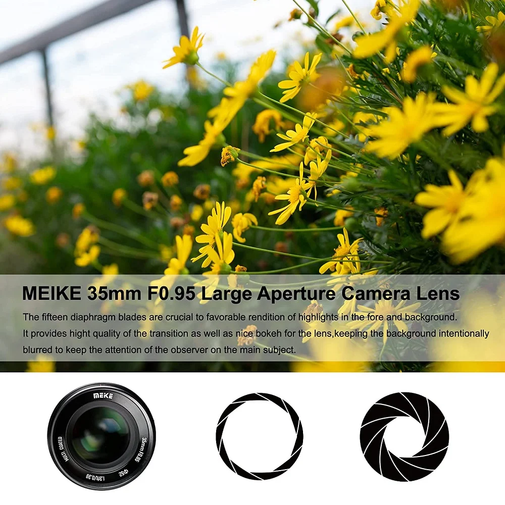 Meike 35mm f0.95 APS-C Large Aperture Manual Fixed Lens for Canon RF-Mount EOS R R10 R100 R50 Ra RP R5C R6 Mark II R3 R5 R6 R7