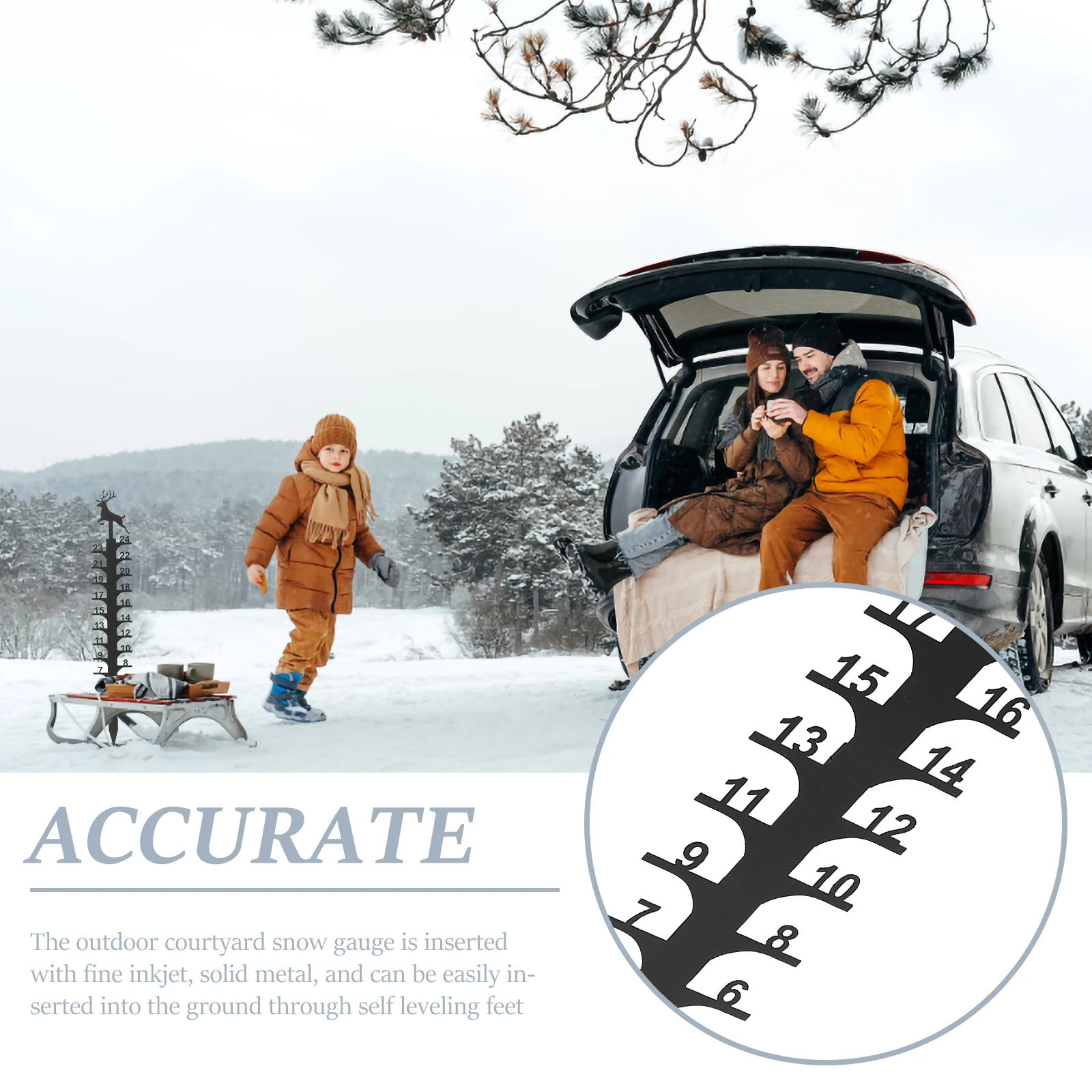 

Outdoor Snow Gauge Christmas Metal Stake with Clear Numbers for Measurement Ruler Winter Decor Christmas Decor