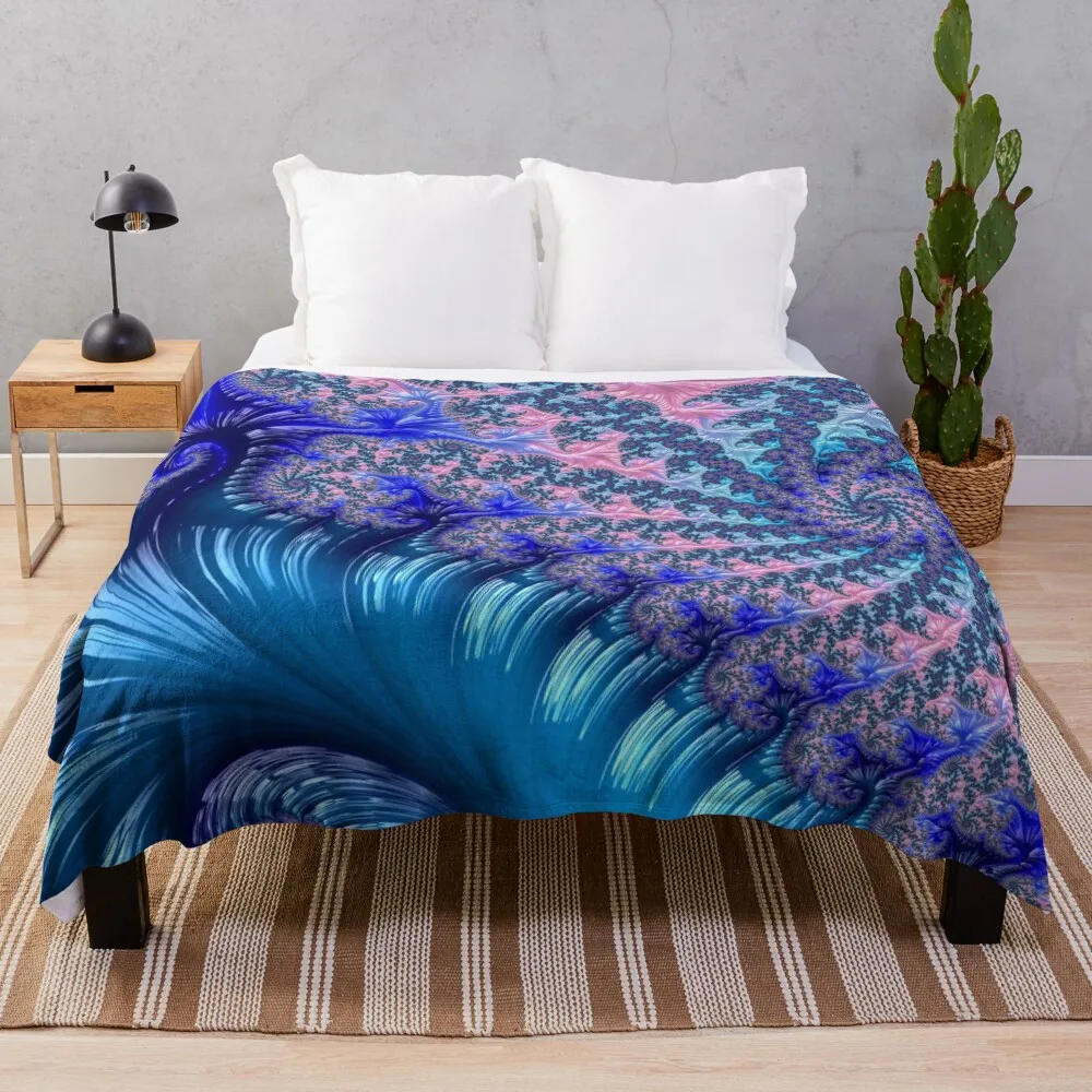 Spiraling Fractal Throw Blanket Plaid on the sofa Summer Beddings Blankets