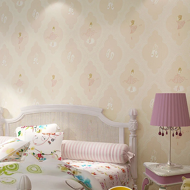 

Environmental friendly lovely warm children's room wallpaper non woven fabric Ballet Girl Bedroom cartoon wallpaper W54