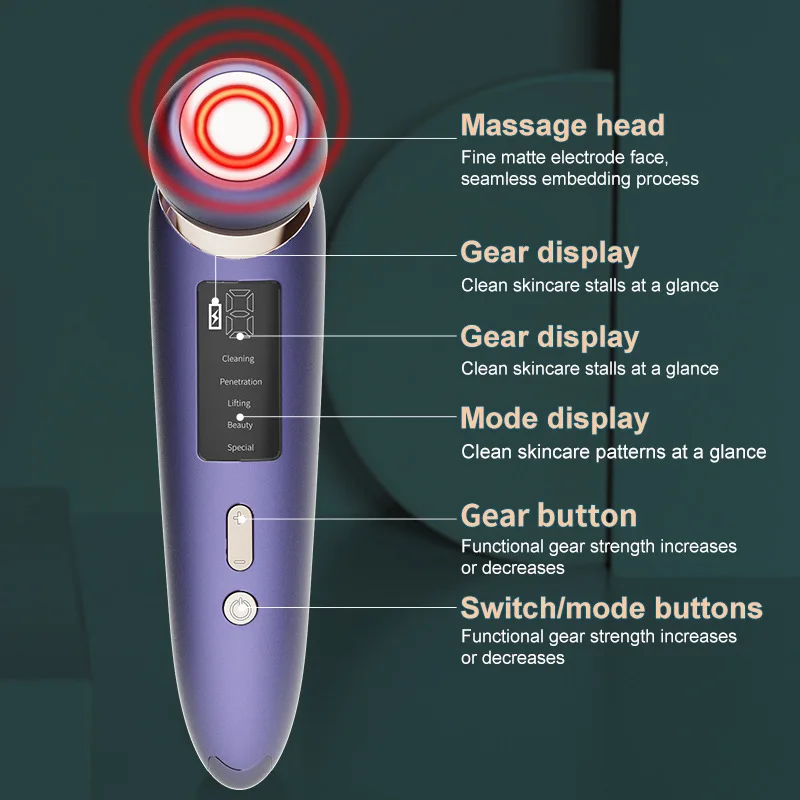 New LED Light Facial Beauty Device Hot Compress Skin Care Machine Face Lifting Massager