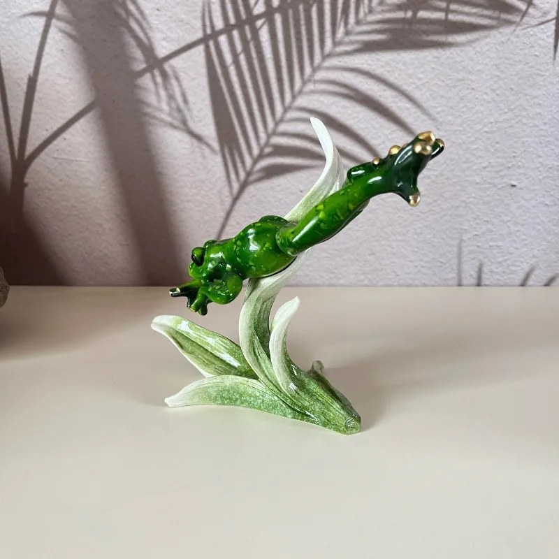 Office Desktop Creative Quirky Lonely Frog Single Birthday Gift Yoga Frog Ornament Home Decor Enchanting Slender Legs Statues