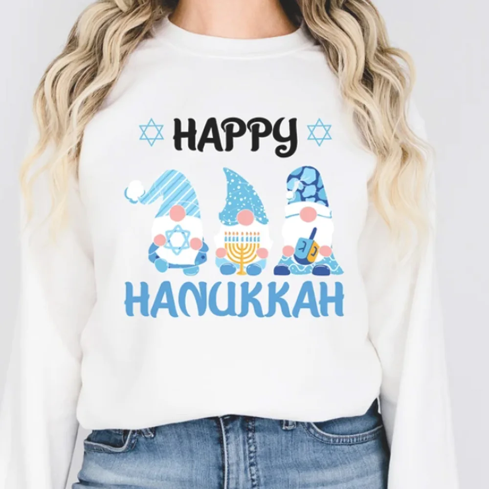 Свитшот с надписью Happy hanukka, свитер с надписью Dreidel, унисекс, худи hanukka, одежда для еврейских религиозных идей, праздничная одежда