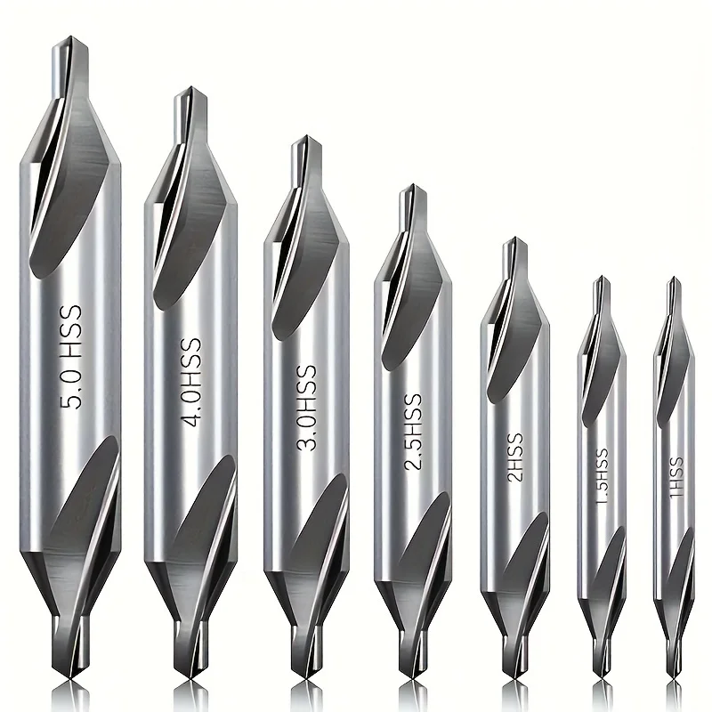 7pcs Center Drill Bit Set 60 Degree Angle Center Drill Bit Kit Lathe Metal Working Butt Tool